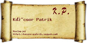 Kácsor Patrik névjegykártya